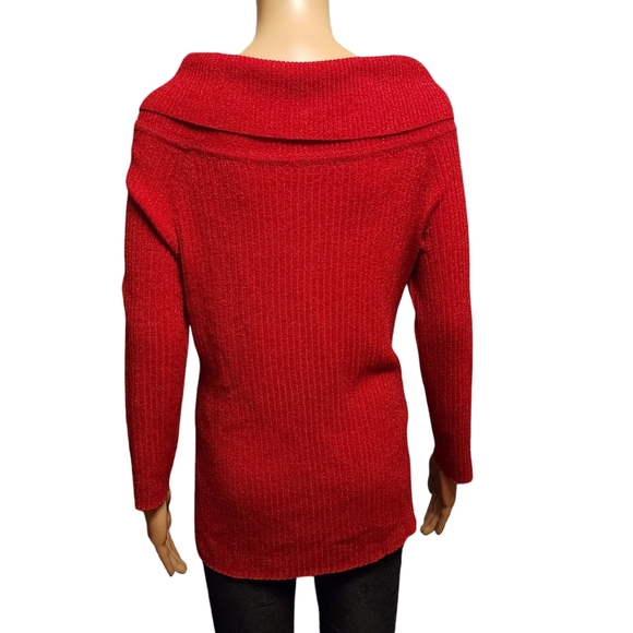 Red Sparkling Ribbed Sweater - Picture 4 of 13